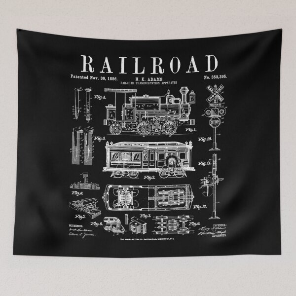 Item preview, Railroad Railway Steam Locomotive Train Vintage Patent Print designed and sold by GrandeDuc.