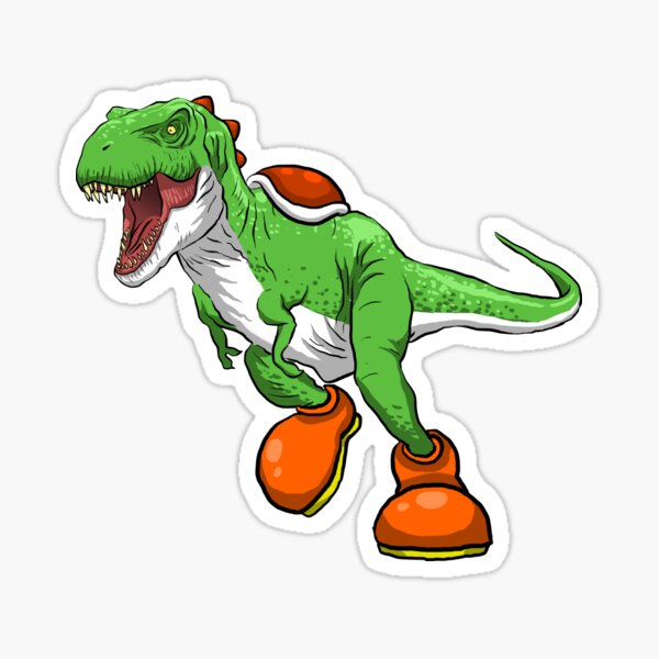 Green Video Game Dinosaur Sticker