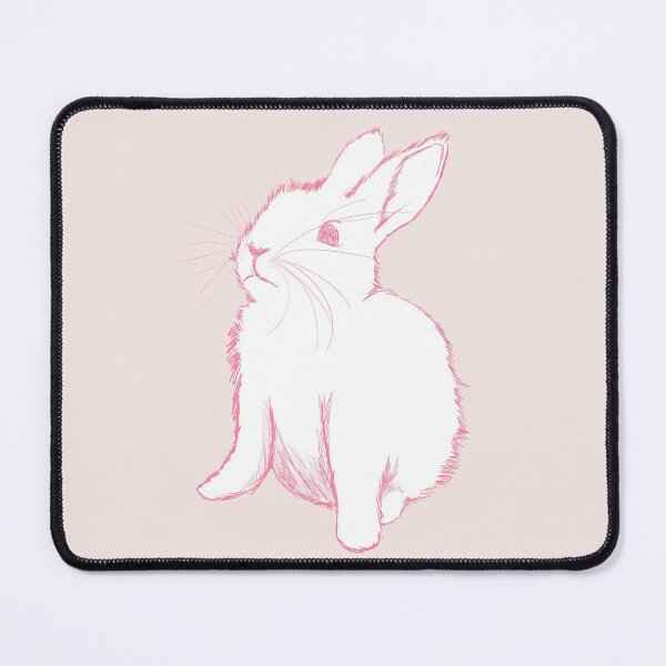 Sketchy Rabbit (Light Pink) Mouse Pad