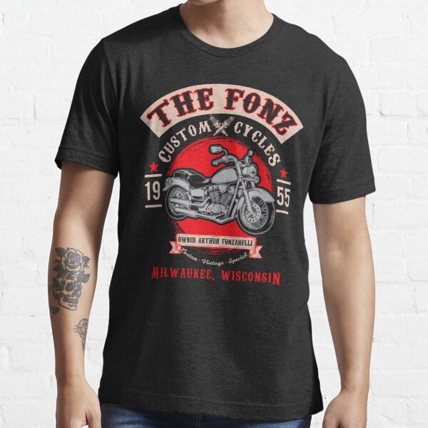 Marty Fielding få gyde Fonzy Custom Cycle Shop" T-shirt for Sale by alhern67 | Redbubble | fonzie t -shirts - arthur fonzarelli t-shirts - fonz t-shirts