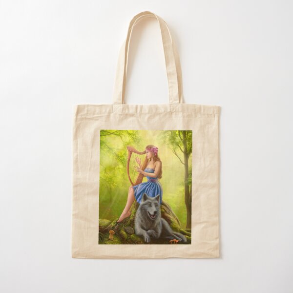 Playing the harp Cotton Tote Bag