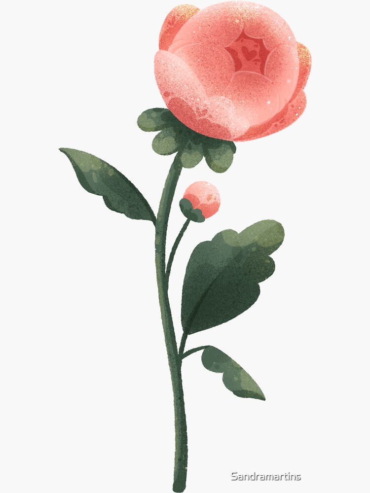 Thumbnail 3 of 3, Sticker, Peony designed and sold by Sandramartins.