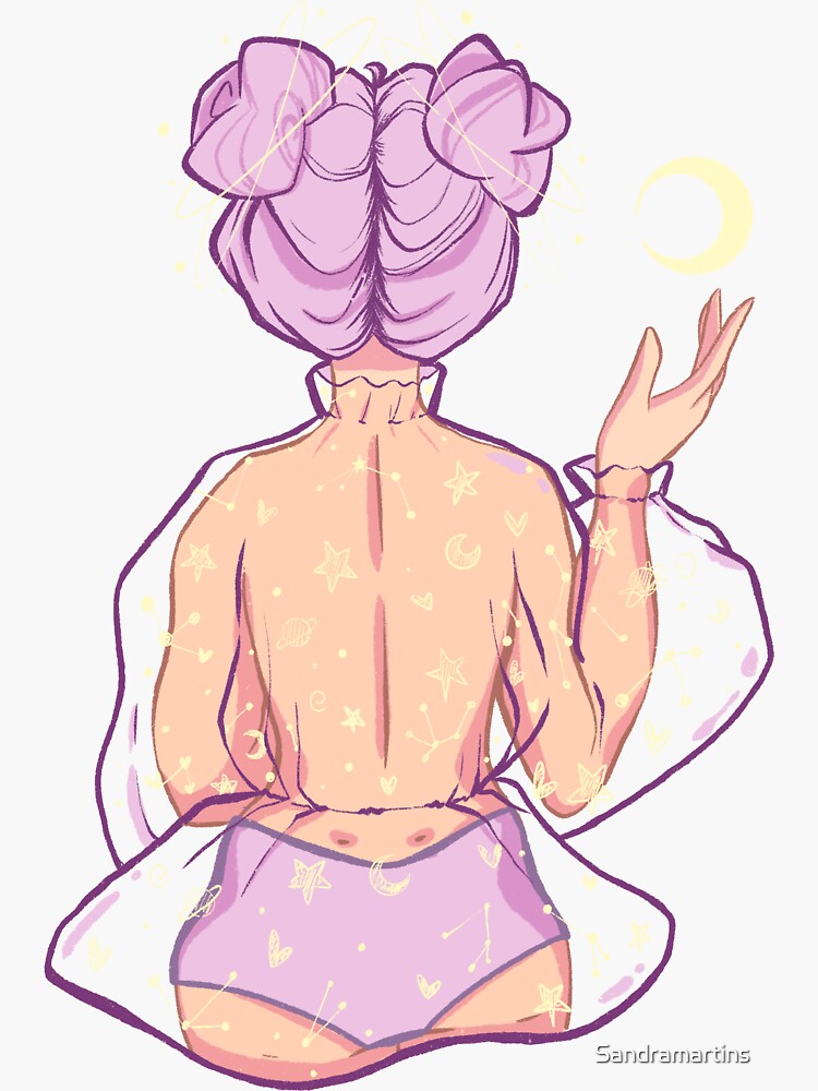 Thumbnail 3 of 3, Sticker, Purple Moon Girl designed and sold by Sandramartins.