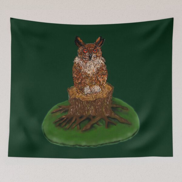 Item preview, Hand drawn Owl on a stomp designed and sold by AADesigning.