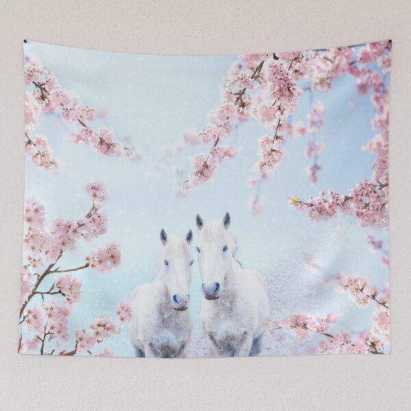 Item preview, Romantic couple of  horses in love / Sakura alley  designed and sold by EglesCreations.