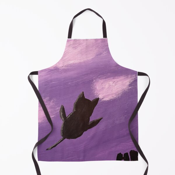 Artikelvorschau, Schwarze Katze fliegt über einen lila Himmel mit Wolken entworfen und verkauft von catladyjoy.
