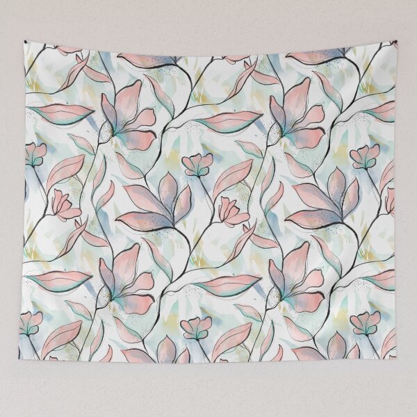 Item preview, Watercolour flowers fabric pattern designed and sold by Efekan Turker.