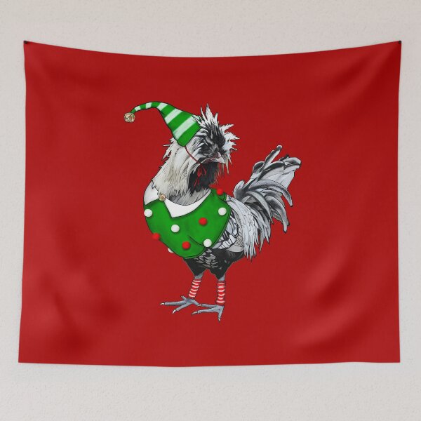Item preview, Silver Laced Polish Rooster Dressed As Elf With Leg Warmers designed and sold by iamgirl1.