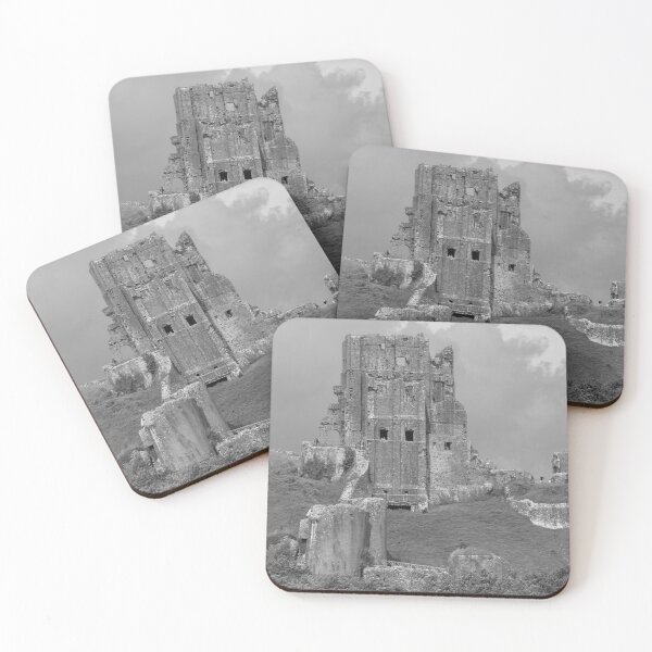 Item preview, Black and white Corfe Castle in the hills designed and sold by cdkphotos.