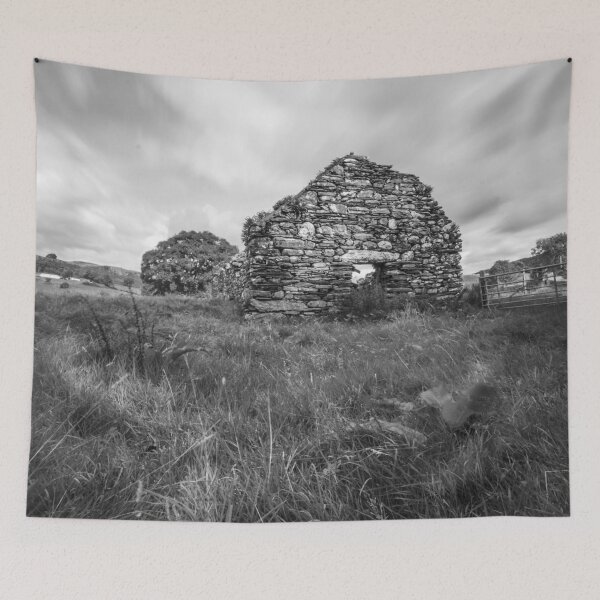 Item preview, Old Barn Ruin (B&W) designed and sold by LluniauDafyddEm.