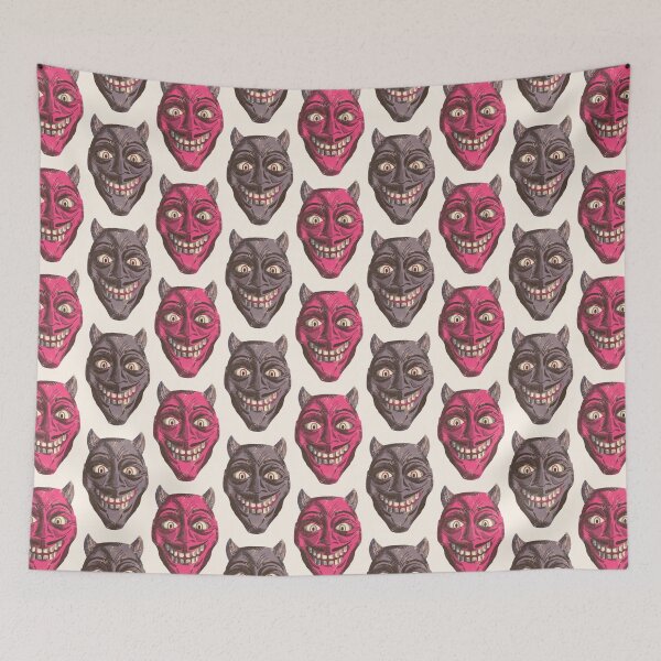 Item preview, Red and grey devil heads designed and sold by RetroRudolphs.