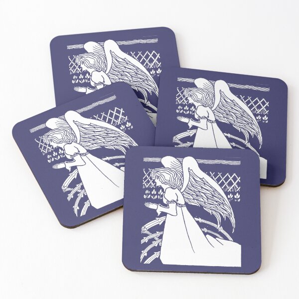 Item preview, Aubrey Beardsley Christmas Angel Blue designed and sold by Pixelchicken.