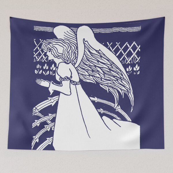 Item preview, Aubrey Beardsley Christmas Angel Blue designed and sold by Pixelchicken.