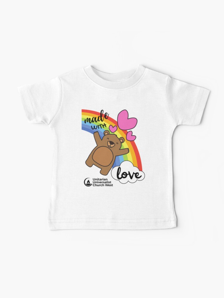 Thumbnail 1 of 2, Baby T-Shirt, Rainbow Bear - Made with Love designed and sold by UUCW.