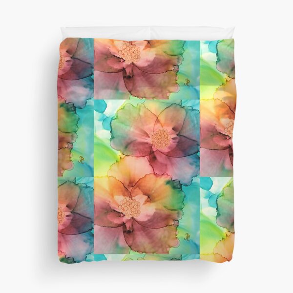 Rainbow Flowers Duvet Cover