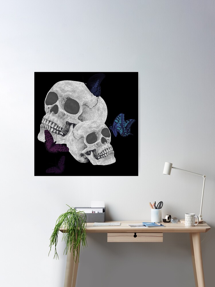 Skull design with a beautiful rose pattern, gothic skull, great gothic gifts  Poster by Kirei-Lily