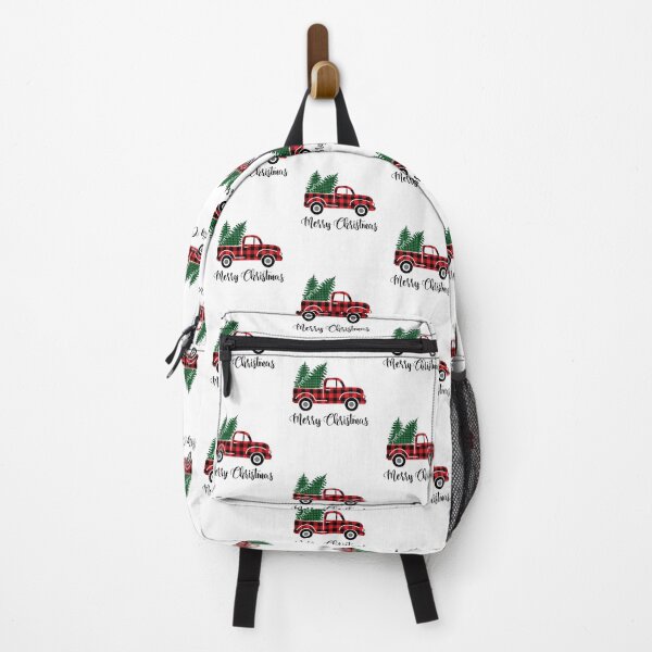 Artikelvorschau, Frohe Weihnachten Red Buffalo Plaid Truck Green Plaid Weihnachtsbäume entworfen und verkauft von Rabbitti.
