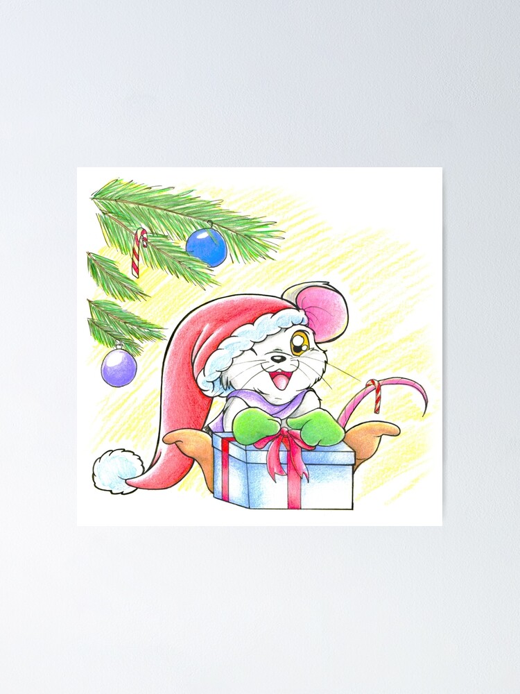 Download Christmas Mouse Poster By Rivercreek Redbubble PSD Mockup Templates