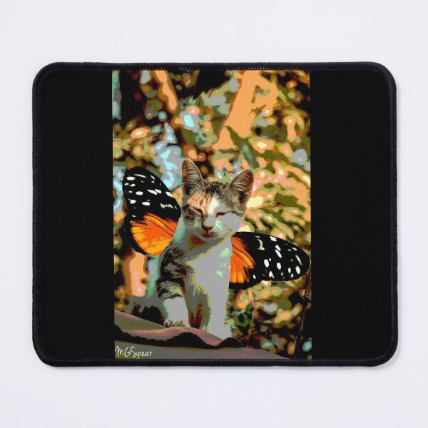 winged butterfly kitten content Mouse Pad