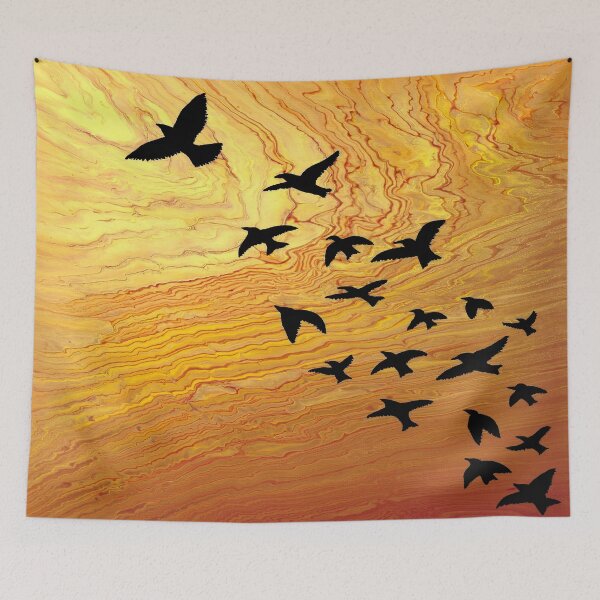 Item preview, Sunset Birds - Acrylic Pour designed and sold by HandmadeHill.