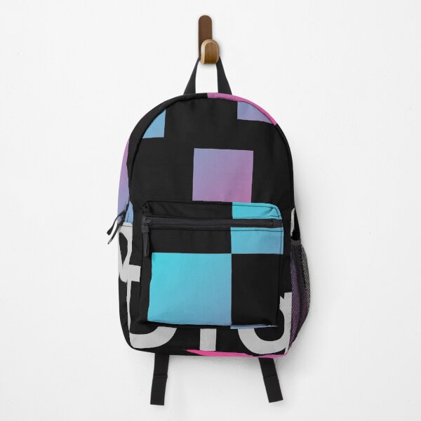 Item preview, Blue and Red Geometric Shape with Square Pixel Dots Isolated on Black Background. designed and sold by yassineddy.