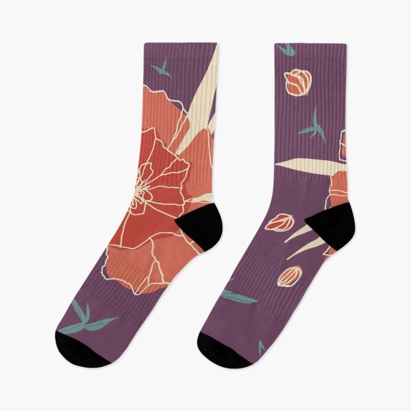 Item preview, Purple and orange flower pattern designed and sold by SimpleLee.