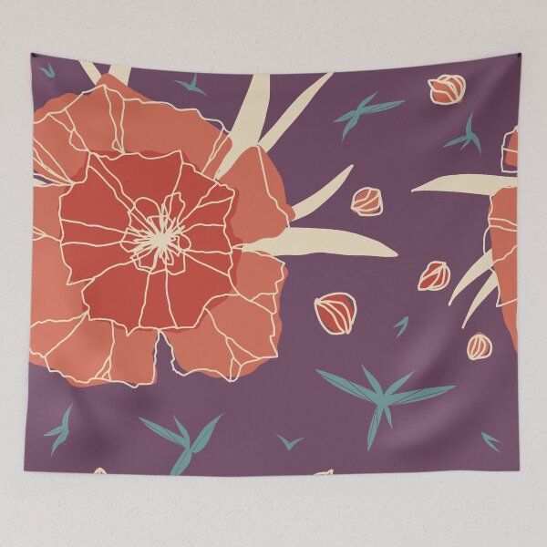 Item preview, Purple and orange flower pattern designed and sold by SimpleLee.