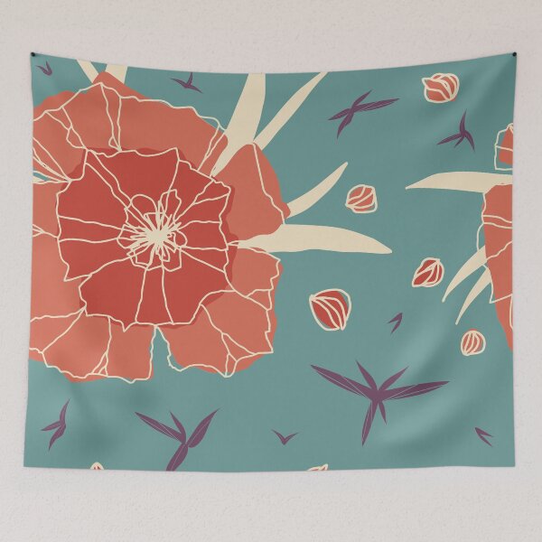 Item preview, Green and orange flower pattern designed and sold by SimpleLee.