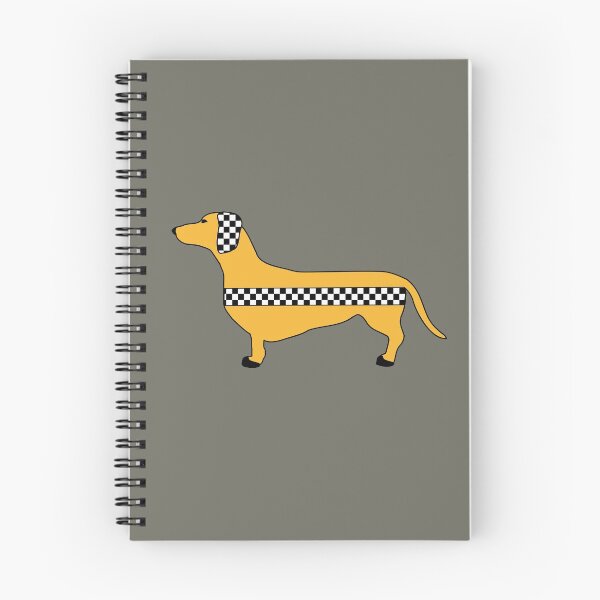 Artikelvorschau, Dackel-Taxi - gelbes Dackel-Profil mit Checkerboard-Nadelstreifen entworfen und verkauft von 8PawsStudio.
