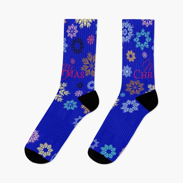 Artikelvorschau, Frohe Weihnachten blaue bunte Schneeflocken entworfen und verkauft von Ross-Sergey.