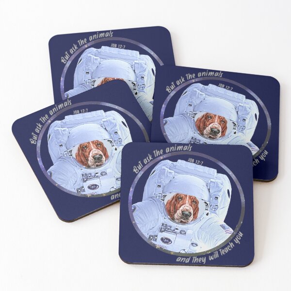 Item preview, Basset Hound Astronaut in Space Bible Verse Ask the Animals Job 12:7 designed and sold by TheKingdomAttic.