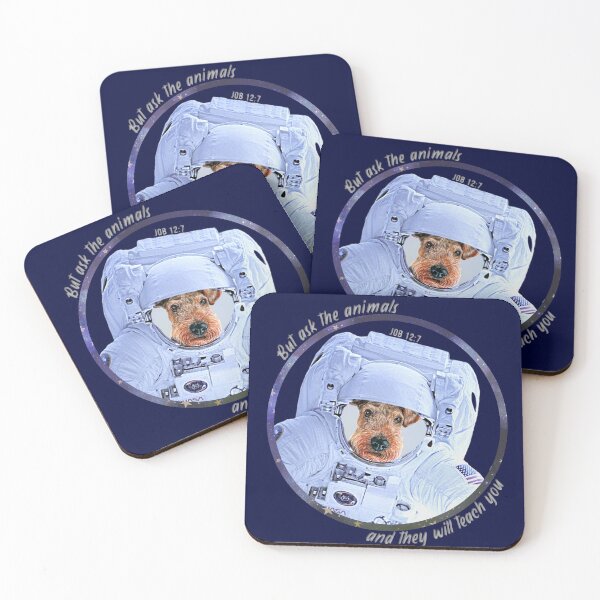 Item preview, Airedale Terrier Astronaut in Space Bible Verse Ask the Animals Job 12:7 designed and sold by TheKingdomAttic.