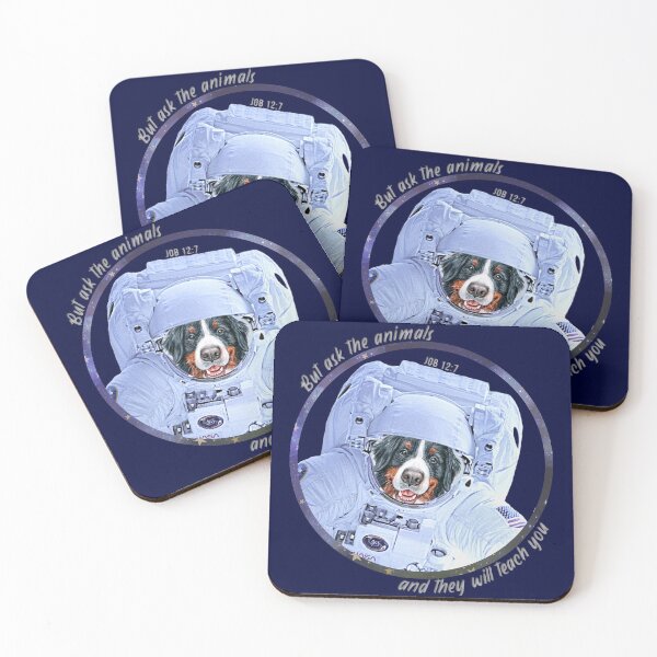 Item preview, Bernese Mountain Dog Astronaut in Space Bible Verse Ask the Animals Job 12:7 designed and sold by TheKingdomAttic.