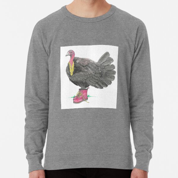 Scrub Turkey in Red Boots Lightweight Sweatshirt