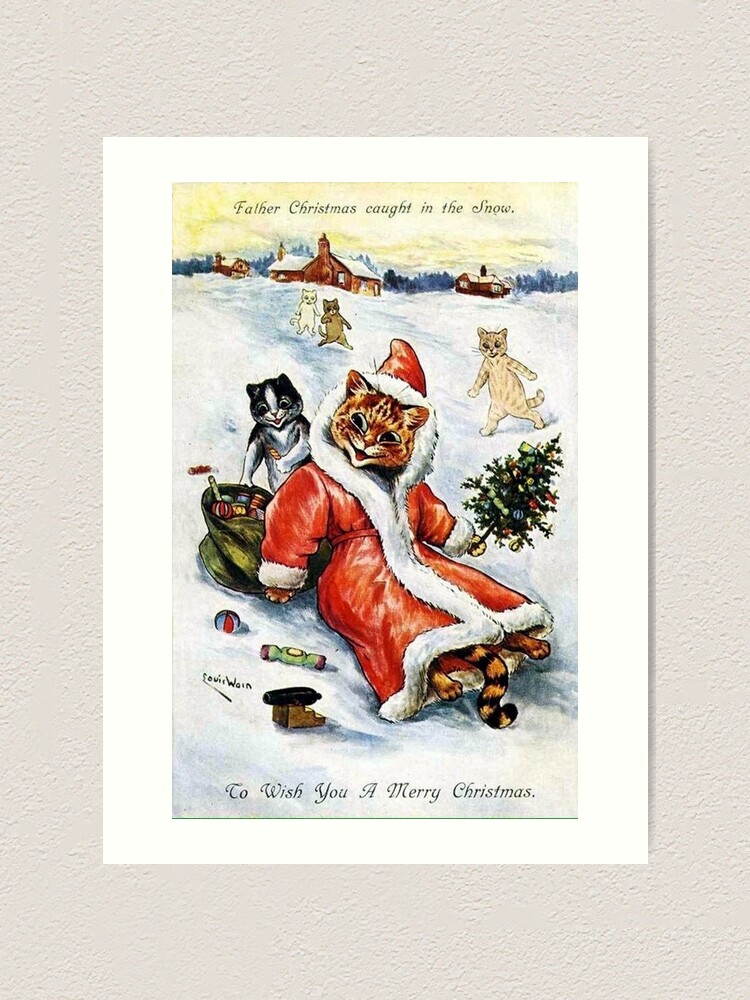 Louis Wain Christmas Party Art Print for Sale by raybondesigns