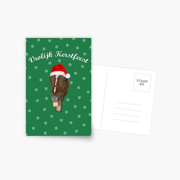 Vrolijk Kerstfeest lachend paard Postcard