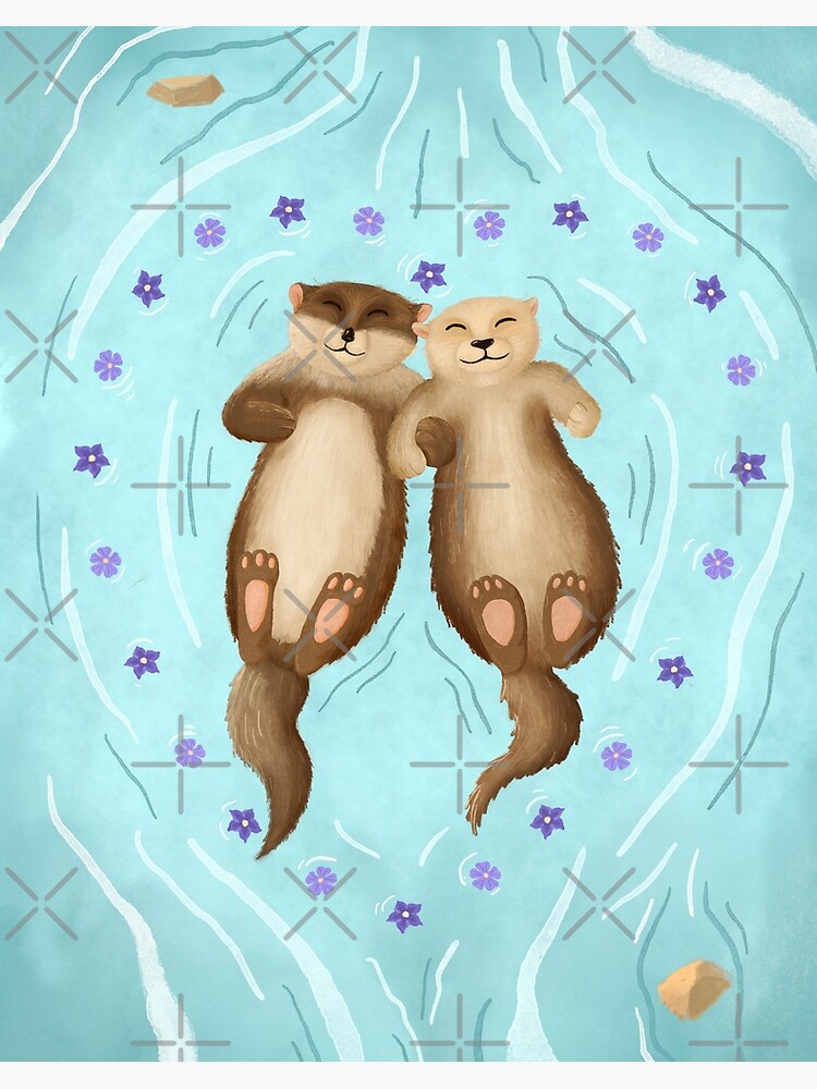 Thumbnail 2 of 2, Art Board Print, Significant Otters- Otter Pals designed and sold by Kellahannawayne.
