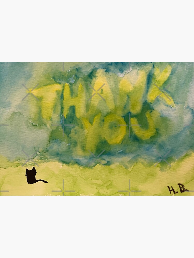 Thumbnail 3 of 3, Sticker, Thank You in the Clouds with Black Cat designed and sold by catladyjoy.