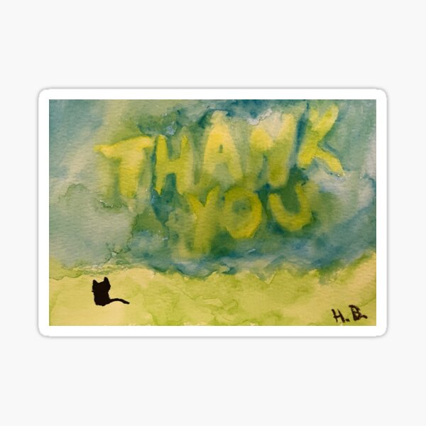 Thank You in the Clouds with Black Cat Sticker