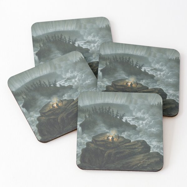 Item preview, Waterfall and Northern Lights  Carl Svante Hallbeck, 1856 designed and sold by ebrawne.