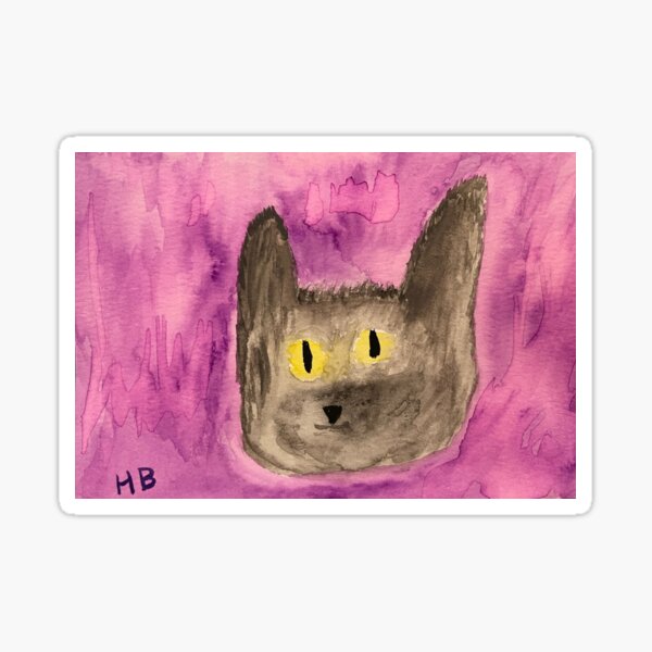 Funky Gray Cat on fuschia background Sticker