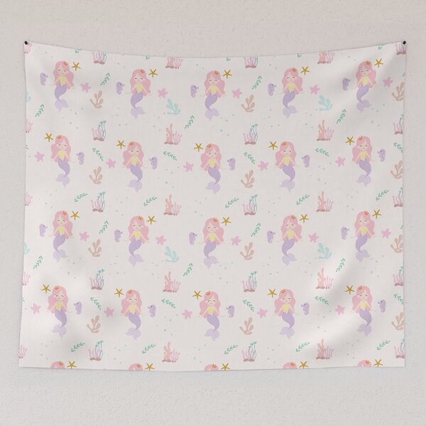 Item preview, Cute mermaid seamless pattern background  designed and sold by AverilArt.
