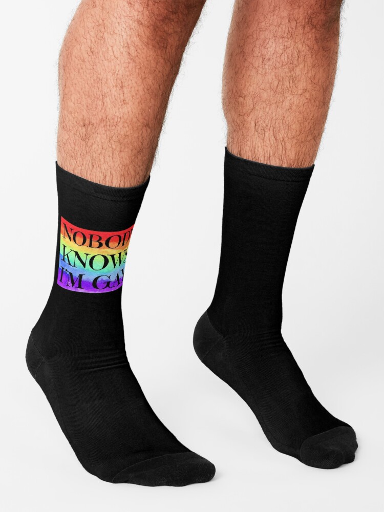 Nobody knows I'm gay, LGBTQ gay funny humor, gay pride, gay memes, gay  life, queer Socks for Sale by The Snarky Psychologist