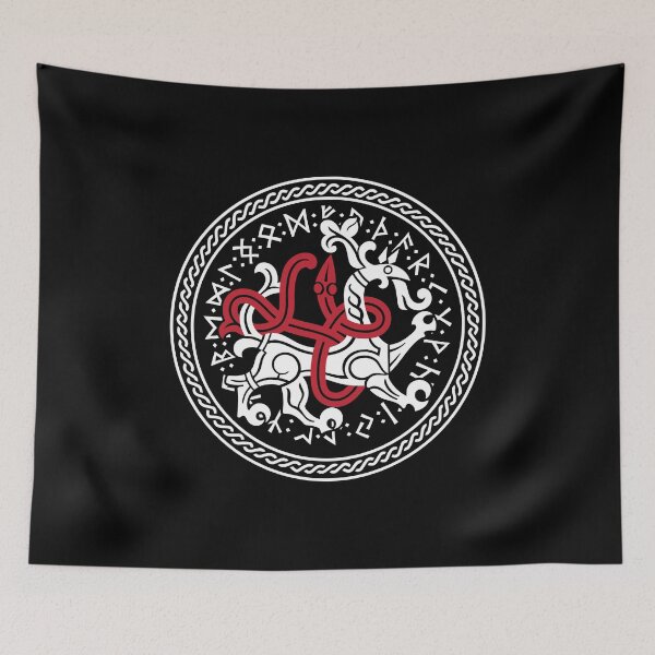 Item preview, Dragon in Celtic Knotwork Circle Scandinavian Runes Viking designed and sold by Dog-T-Shirts.