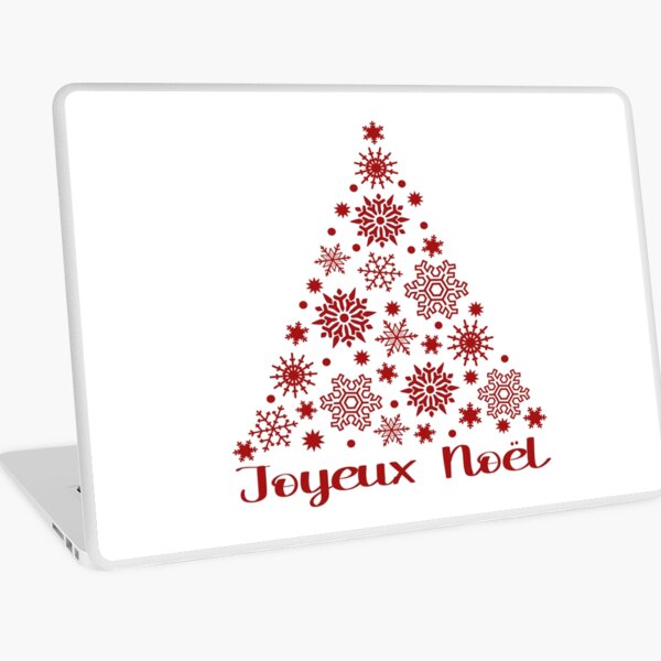 Aperçu de l'œuvre Joyeux Noël Phrase De Vacances En Français Avec Arbre De Noël Flocon De Neige Rouge créée et vendue par Bad Kitty Designz.