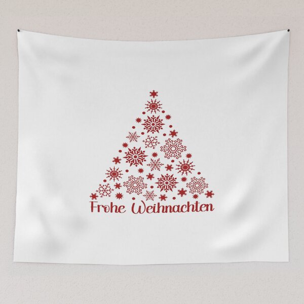 Item preview, Frohe Weihnachten German Holiday Phrase With Red Snowflake Christmas Tree designed and sold by Bad Kitty Designz.