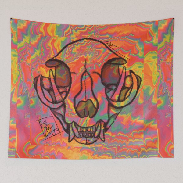 Item preview, Rainbow Trippy Raccoon Skull designed and sold by Eye of Newt Designs.