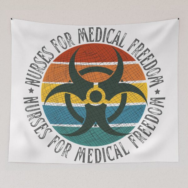 Item preview, Nurses for medical freedom, stop the mandates, retro sunset print designed and sold by Auntieck.