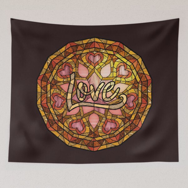 Item preview, Love Orange and Gold Stained Glass designed and sold by Wyvernwrought.