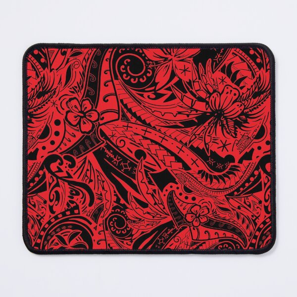 Item preview, Polynesian Tribal Lava Red Leaf And Floral Print designed and sold by sunnthreads.
